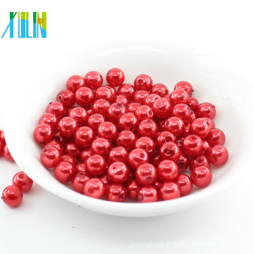 Perles en plastique rouges rondes de trou de vente directe d&#39;usine perle pour l&#39;art d&#39;ongle